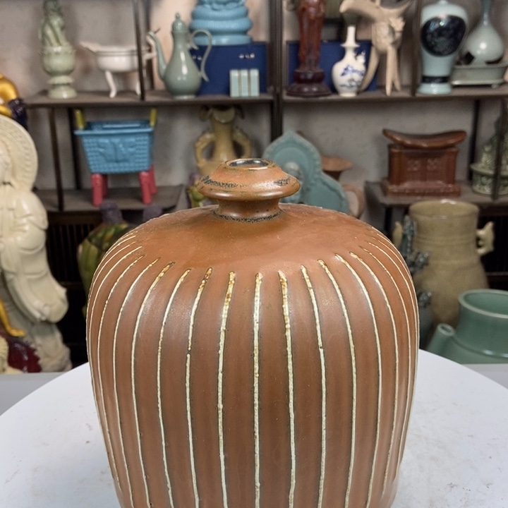 磁州窑圆轱辘罐开播漏