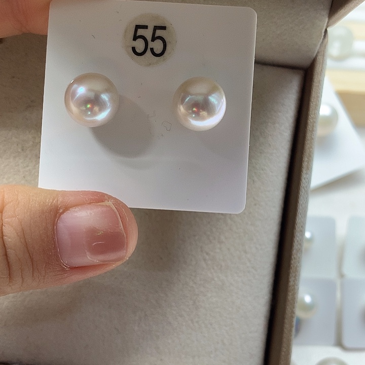 耳饰淡水珍珠银S925镶嵌9-10mm