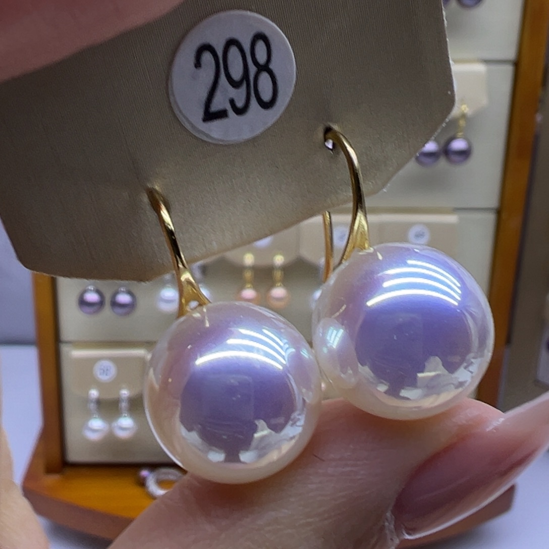 淡水珍珠耳饰银S925镶嵌