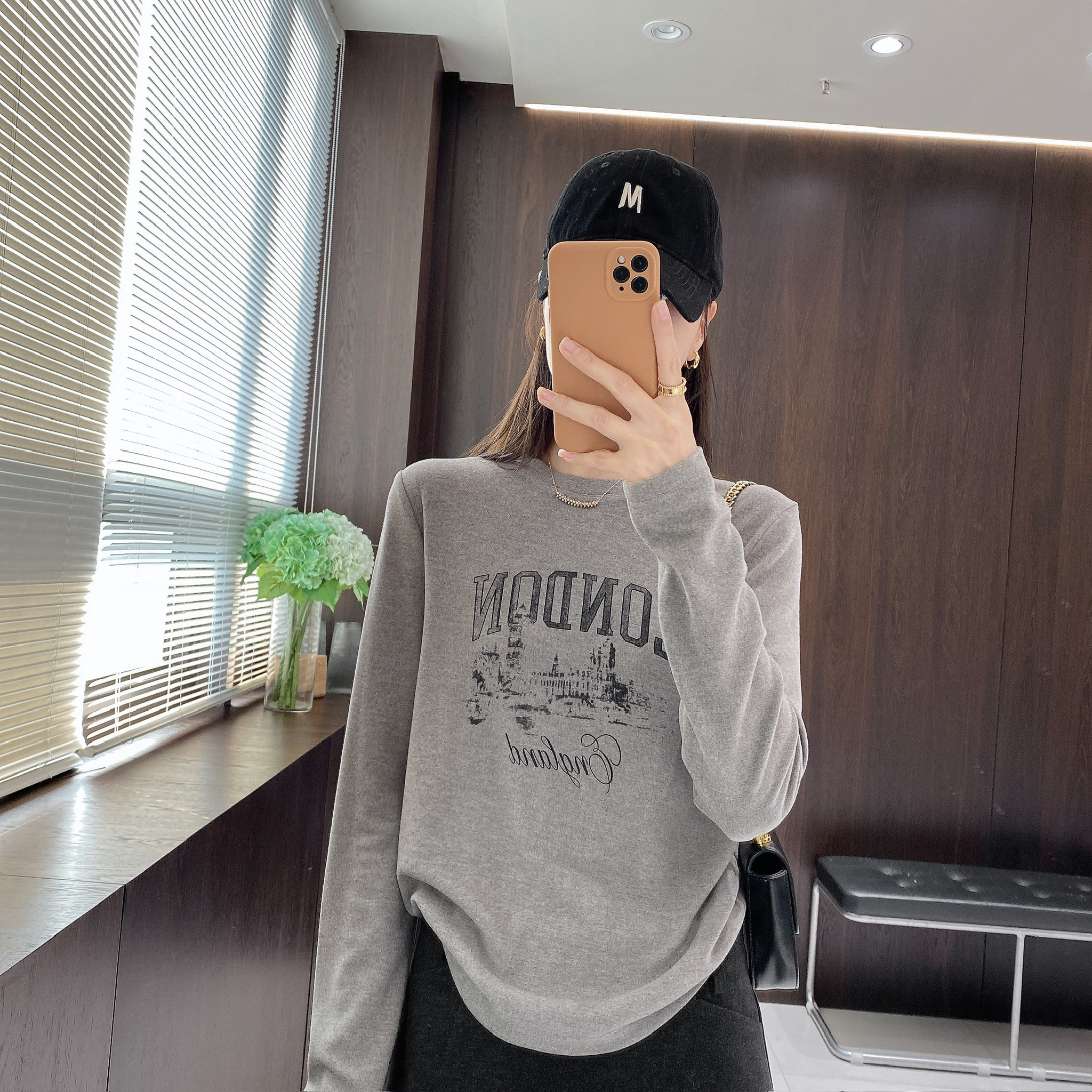 IMFLY金小金自制女装 T恤DYW10002秋冬休闲字母印花打底上衣