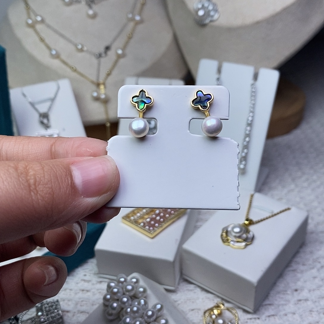 银S925镶嵌淡水珍珠耳饰