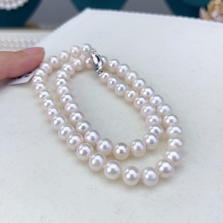 淡水珍珠颈饰银S925镶嵌8➕极光炫彩