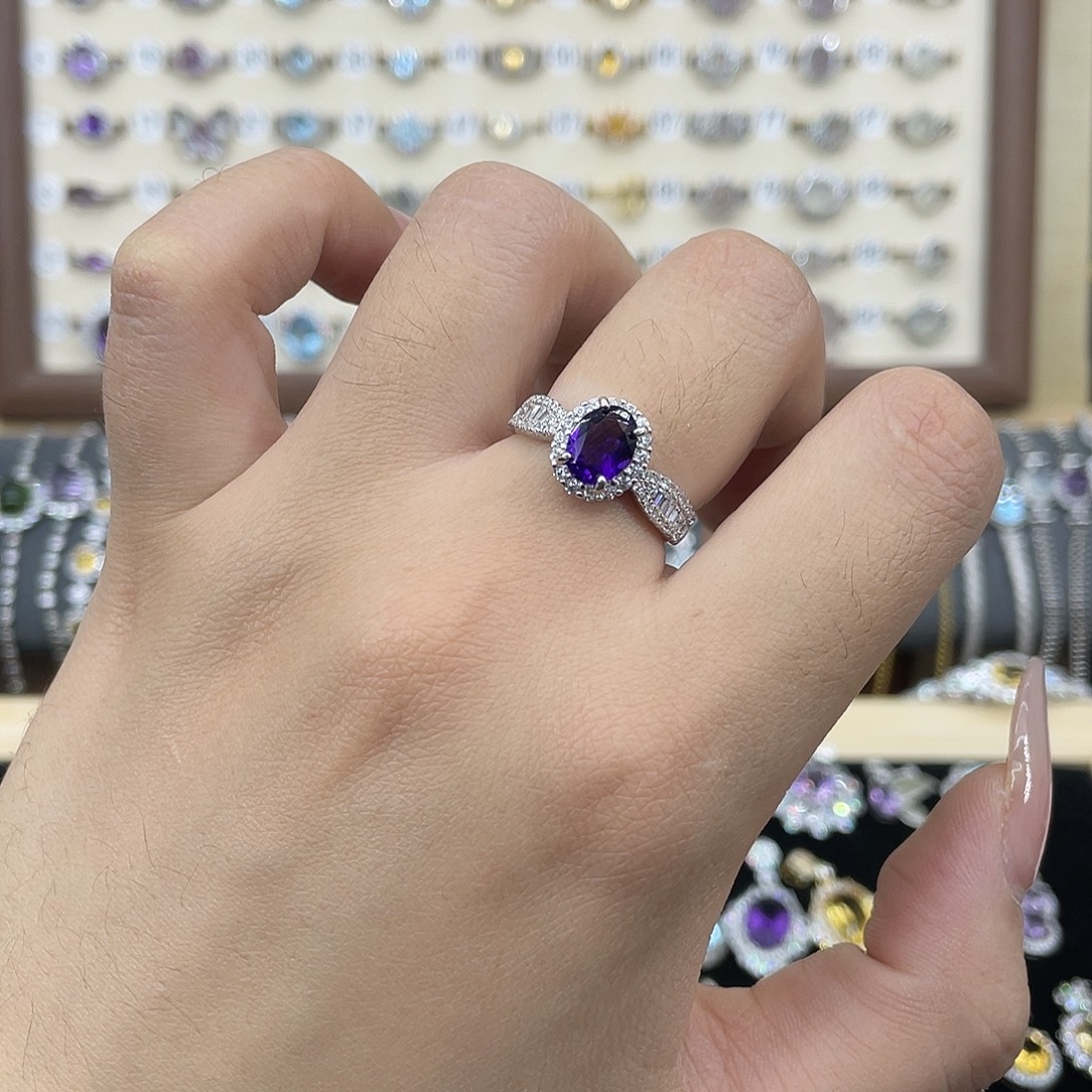戒指紫晶银S925镶嵌