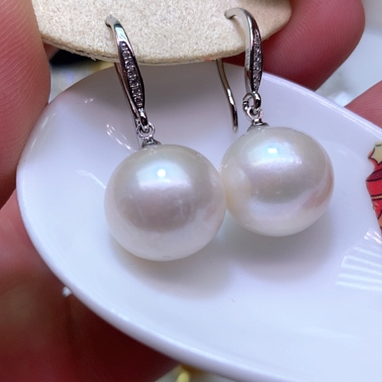淡水珍珠耳饰银S925镶嵌