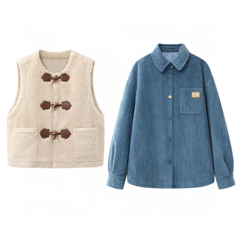 【丝绒蓝衬】2025冬季新款套装宽松休闲时尚马甲+衬衫套装