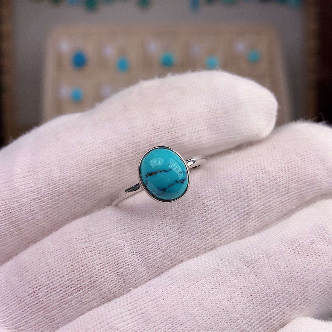 绿松石戒指银S925镶嵌