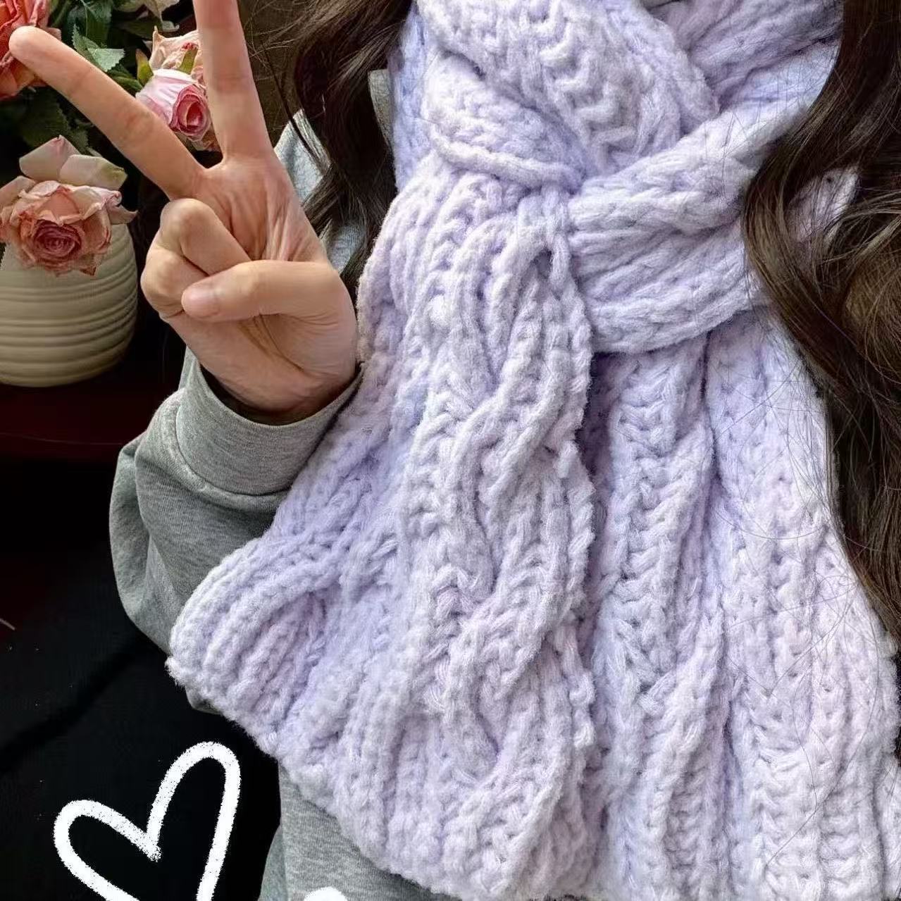 牛奶慕斯手工棒针编织暖和双面麻花围巾云朵棉棉特色线diy材料包