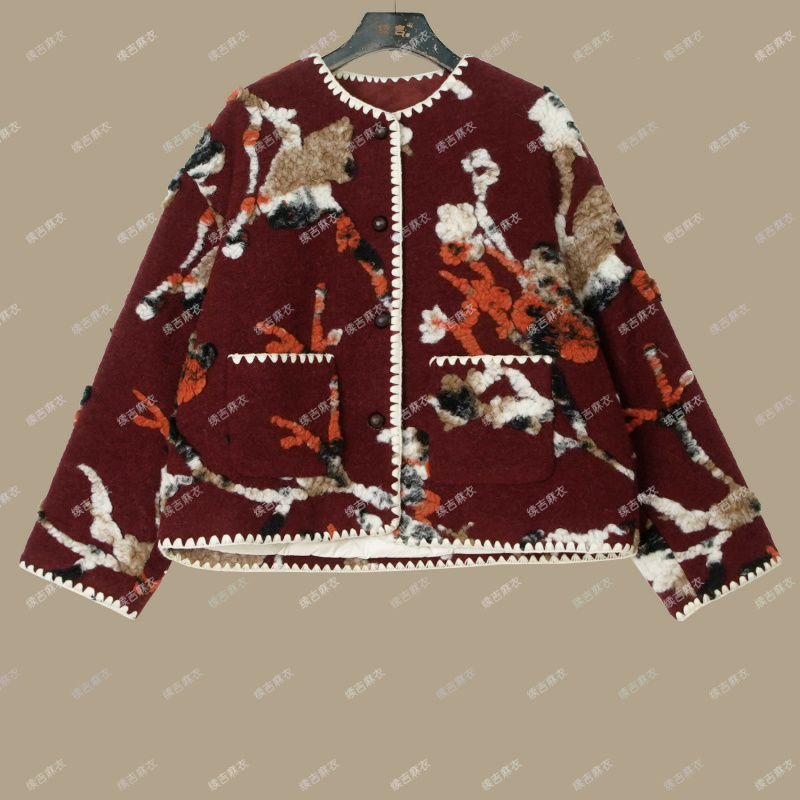 原创设计24-2066圆领毛毛短款宽松休闲羽绒服