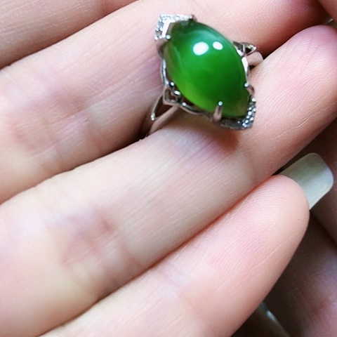 和田玉银S925镶嵌戒指