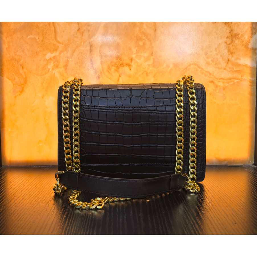 薇薇手工真皮包-黑色-长21x高14-鳄鱼纹流苏A307