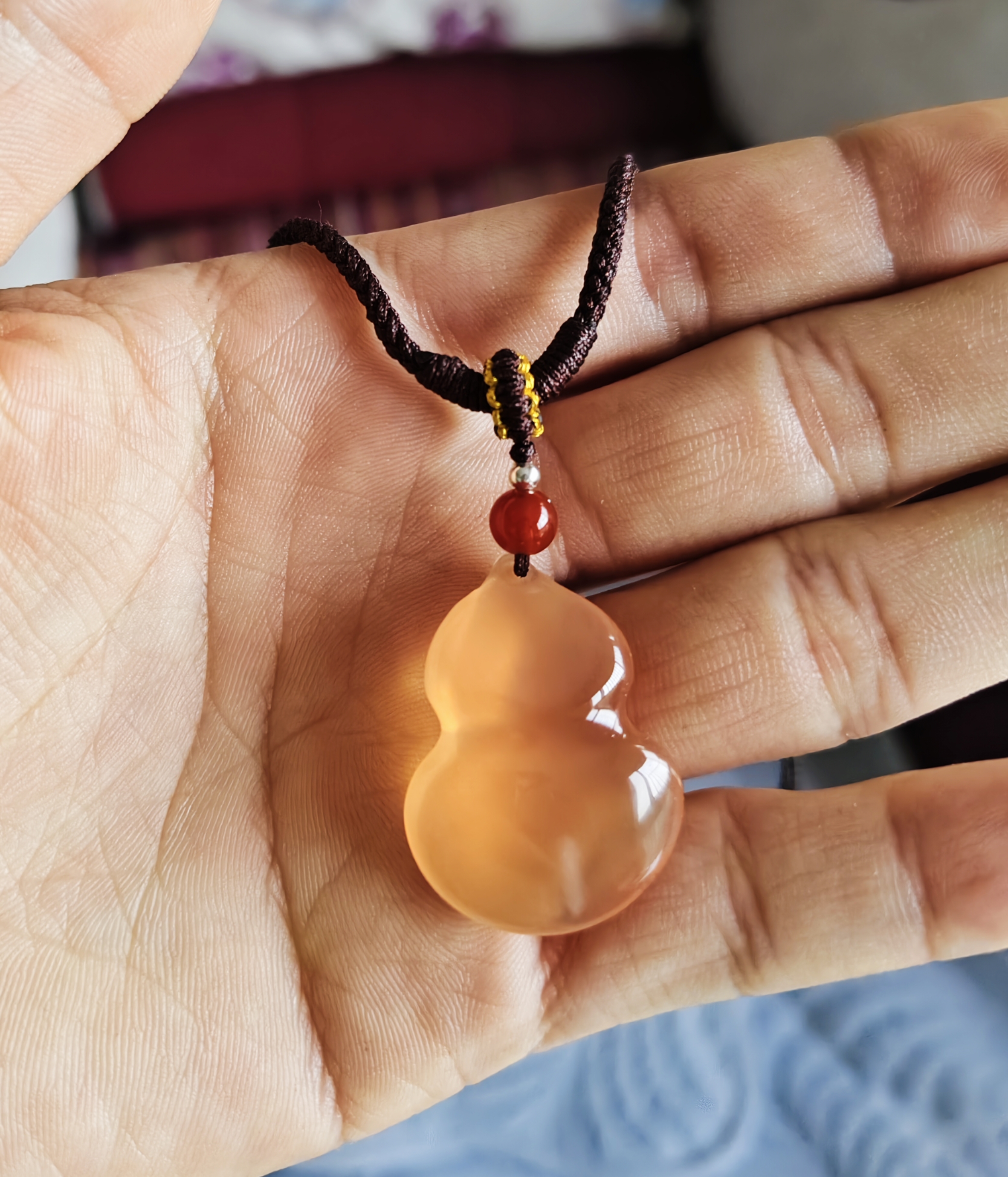 非金属仿水晶吊坠 青鱼石原色葫芦，小精品一枚，搭配项链绳哦