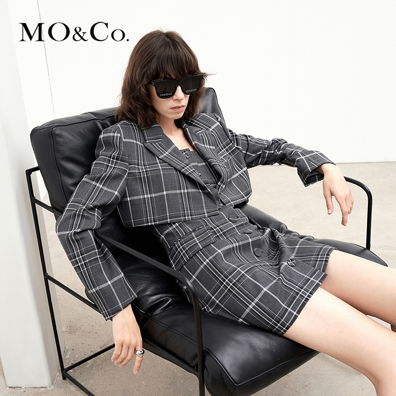 【陈大可专属】MOCO秋季KIMHEKIM联名系列格纹西装裙套装MBA3DRS051