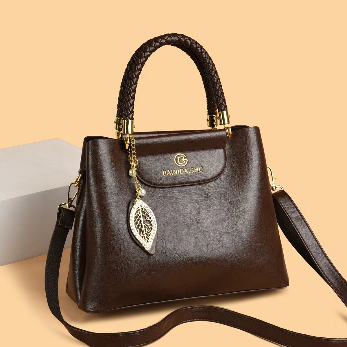 新款百搭潮流手提单肩斜挎包2121咖色