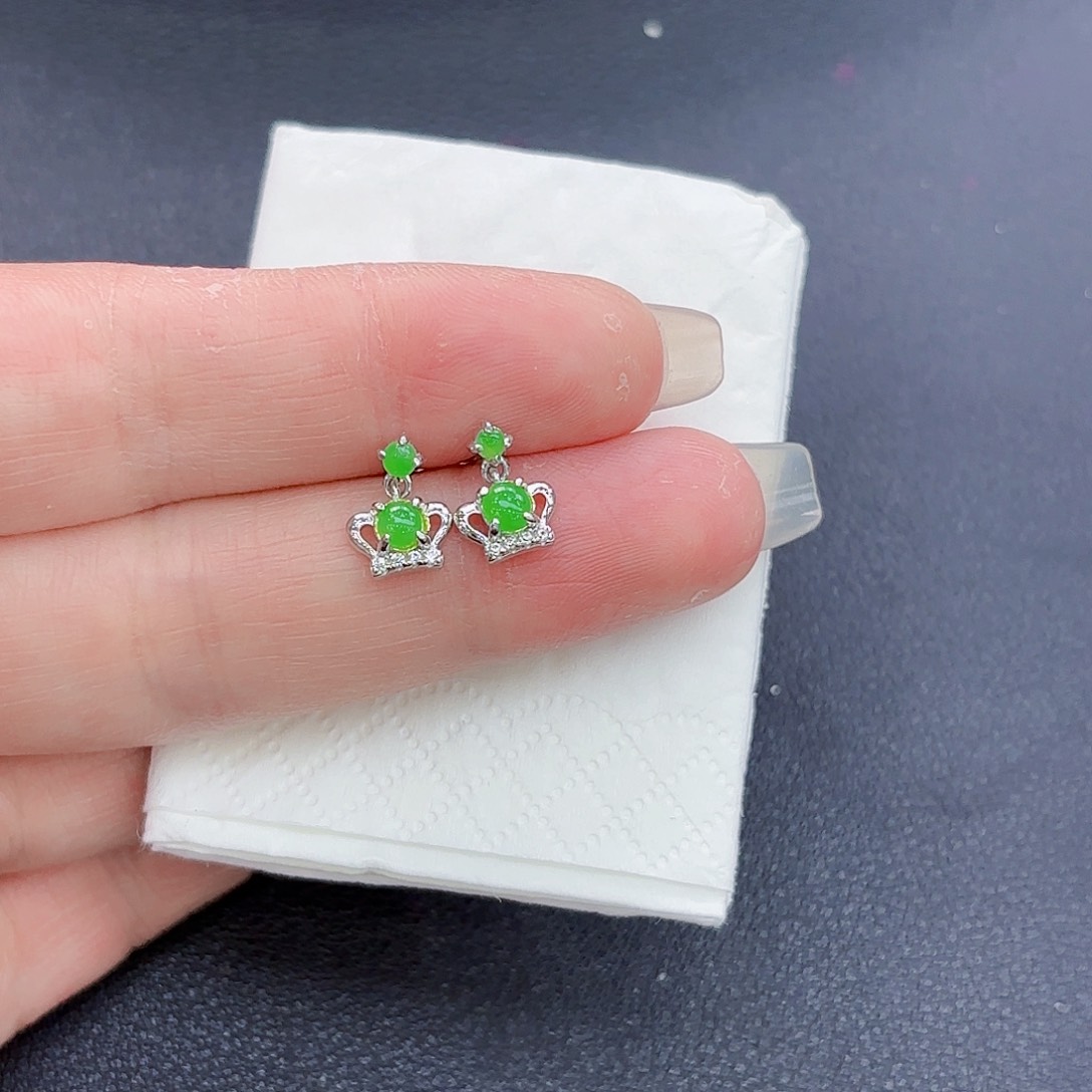 翡翠耳饰银S925镶嵌精品•耳饰一对