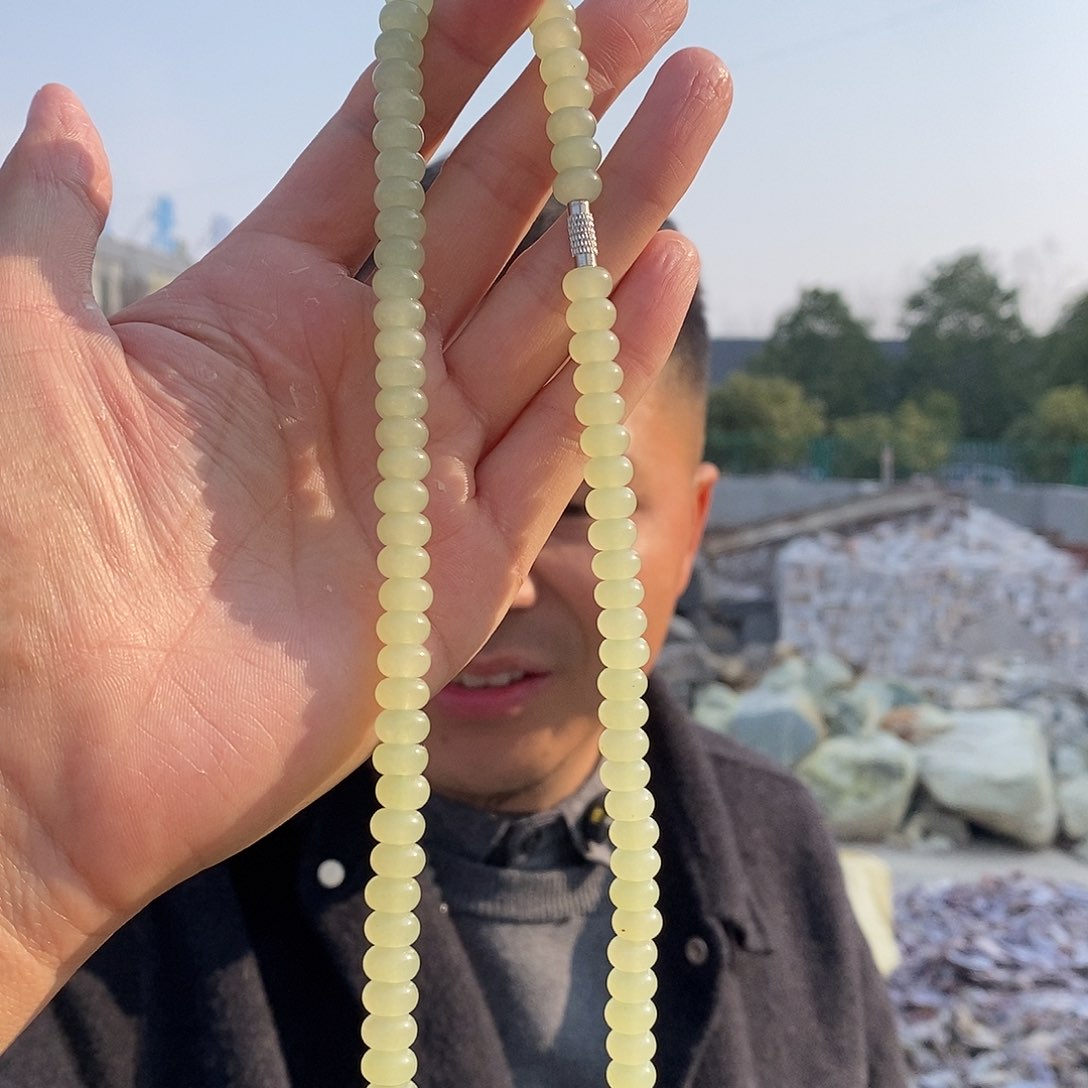 颈饰未镶嵌和田玉算盘项链