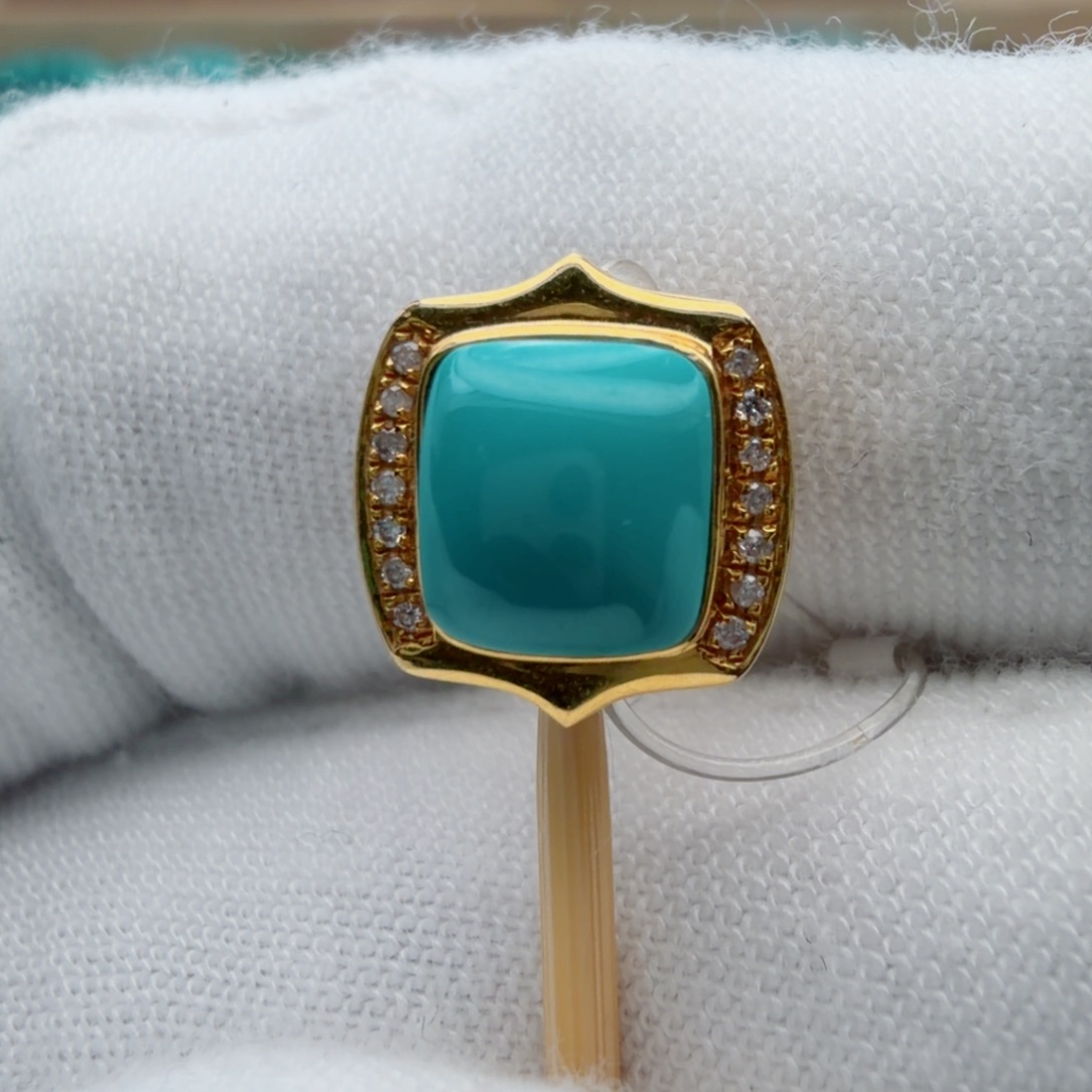 绿松石18K金镶嵌珠宝奇石