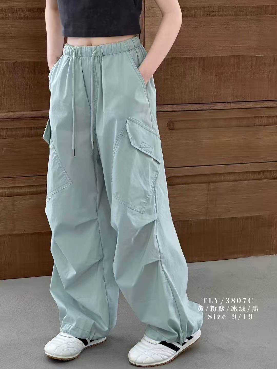 韩版洋气设计感蝴蝶结工装裤女童夏季薄款裤子