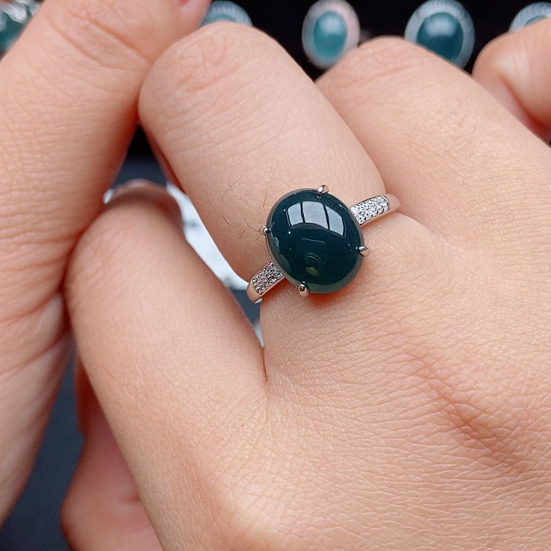 翡翠戒指银S925镶嵌52544