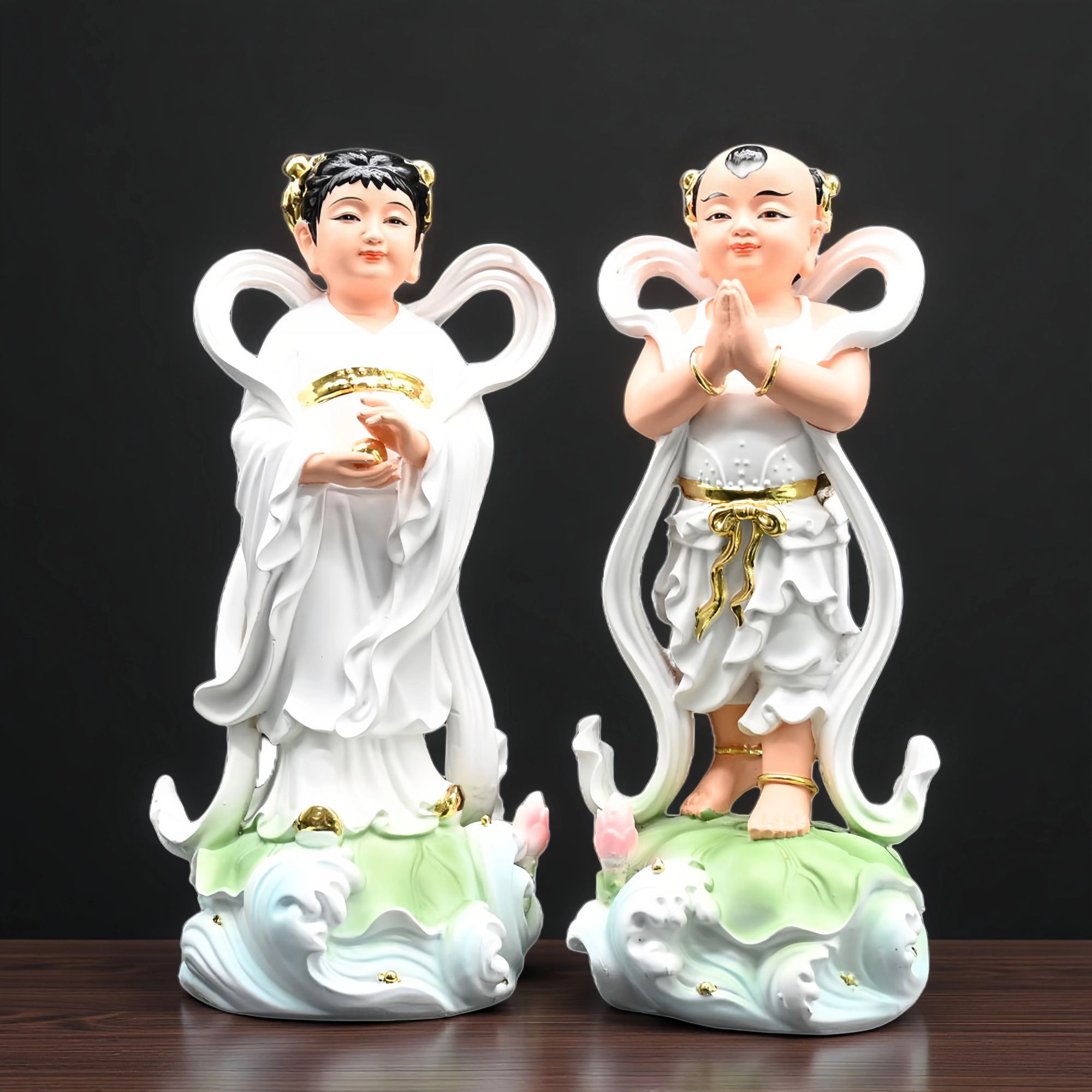 新款树脂童男童女像善财童子龙女金童玉女家用像供奉龙女护法摆件