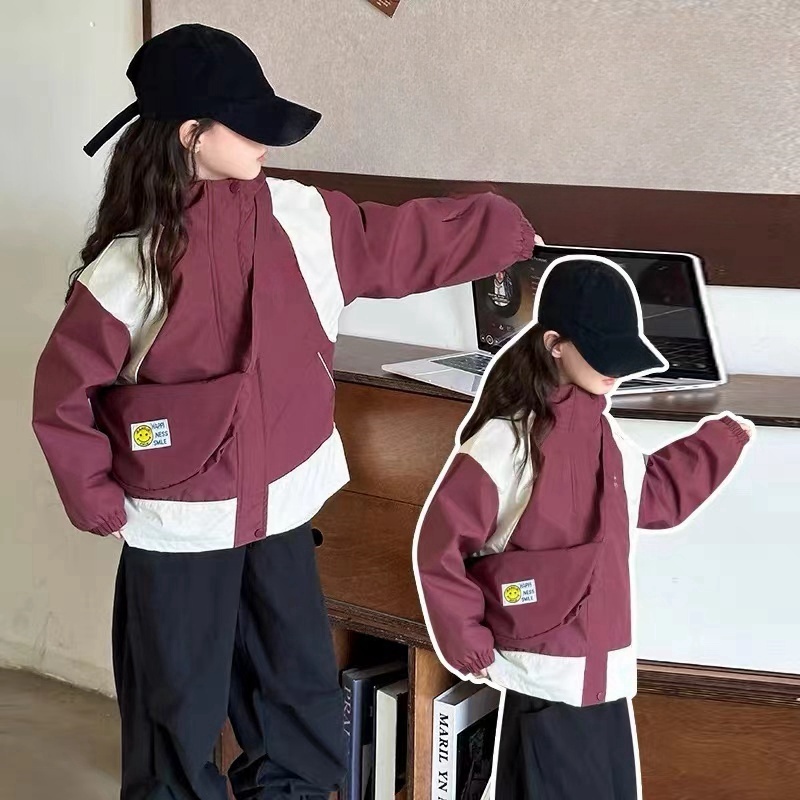 儿童2025春季新款三合一时尚百搭休闲外套(带包包)B0023