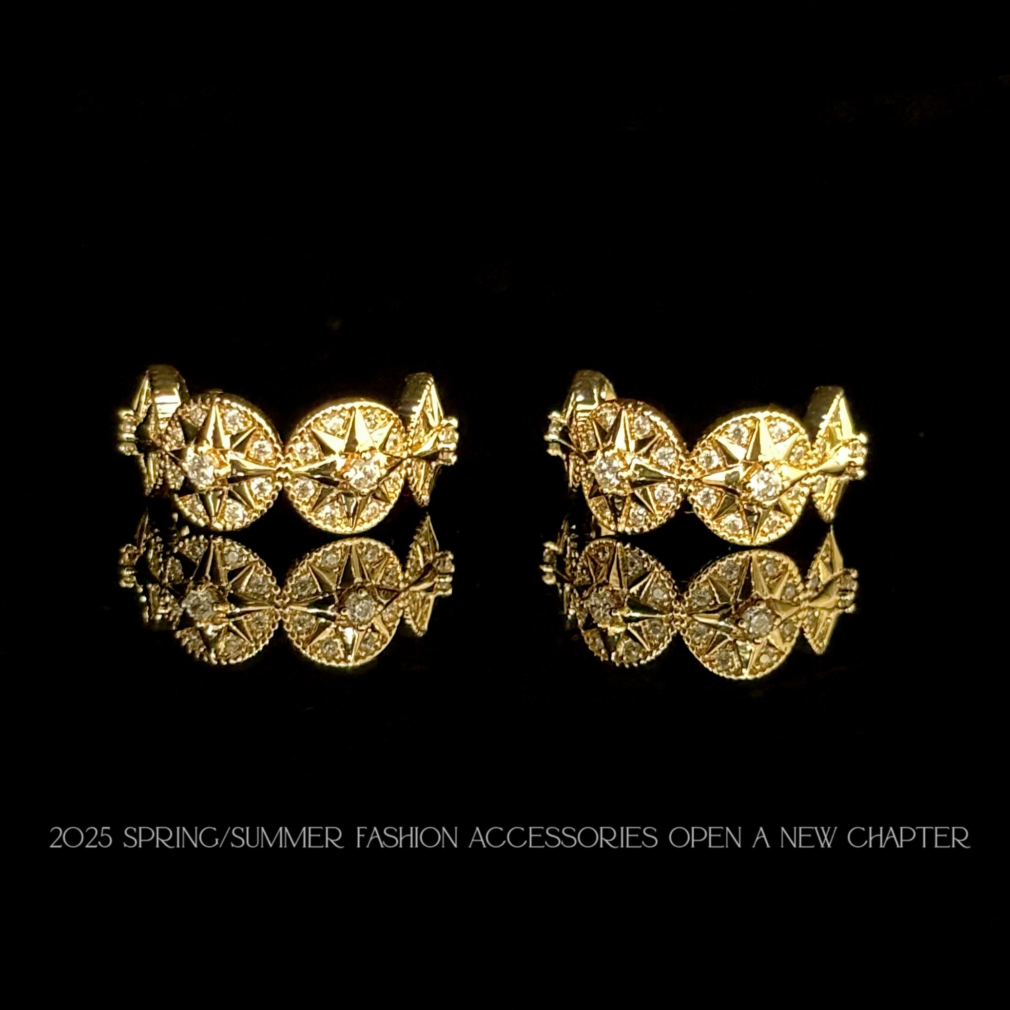 铜合金耳饰 镀K金 2025款C8085【八芒星环金】铂堡俪 BOBAOLI 耳钉