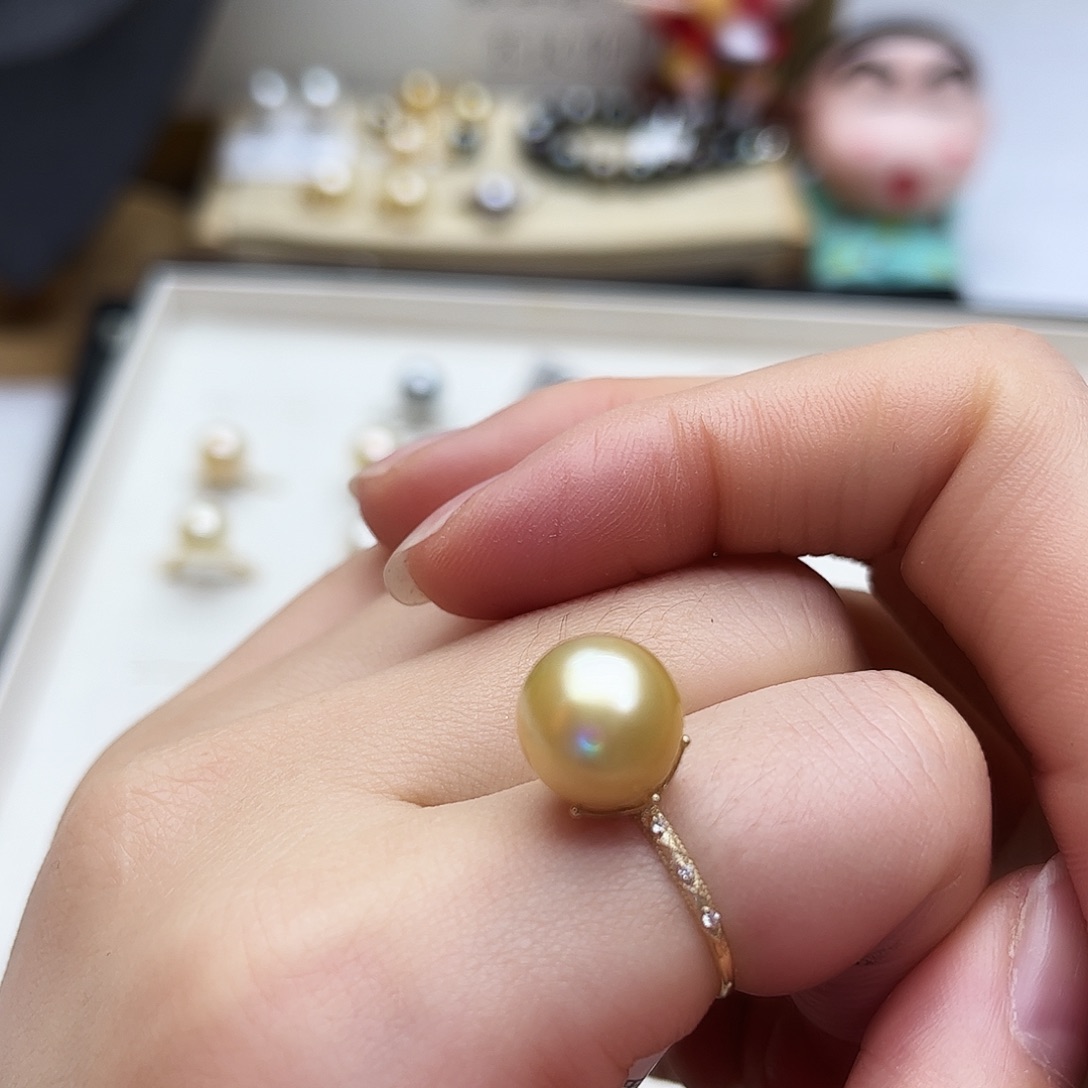 海水珍珠戒指18K金镶嵌