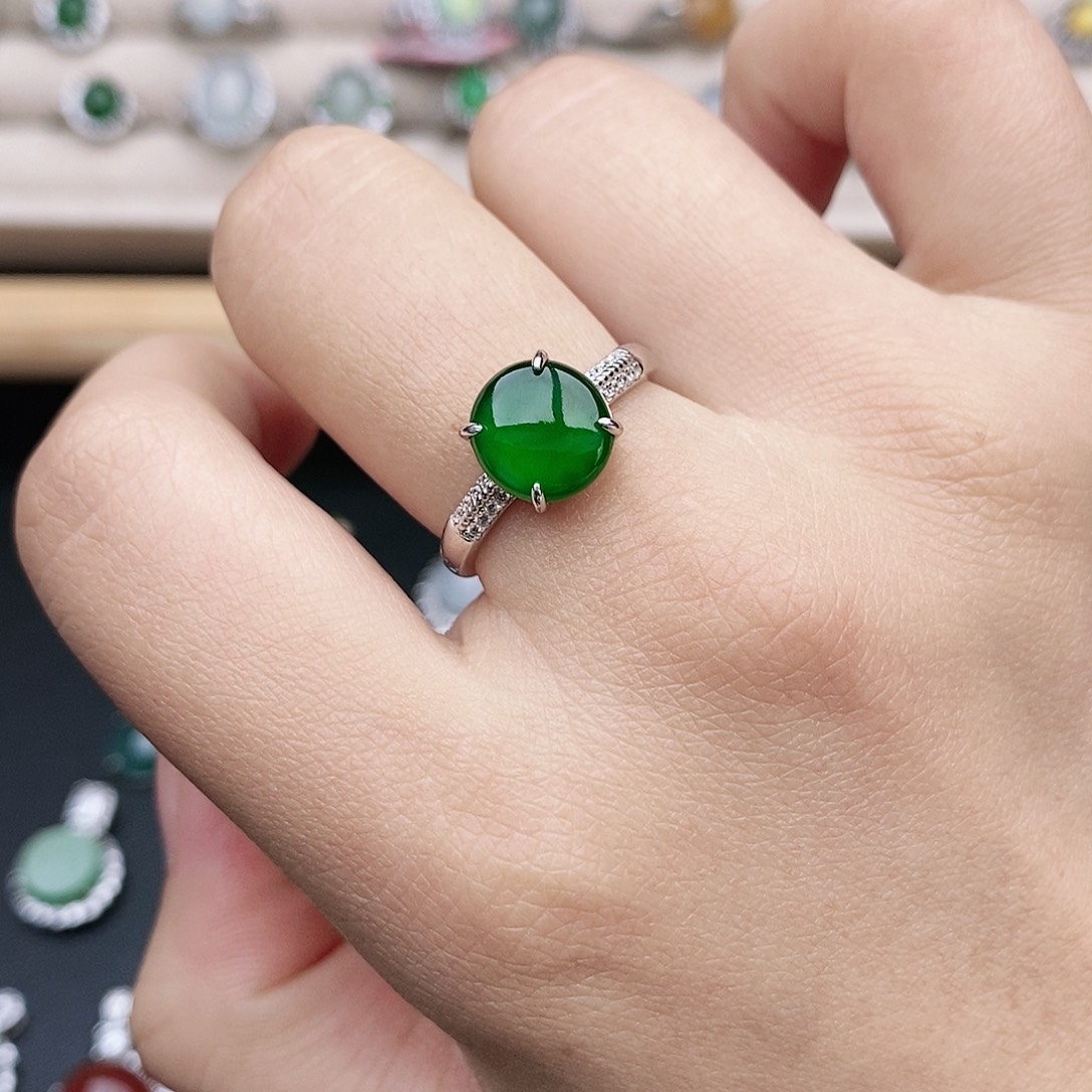 翡翠银S925镶嵌戒指