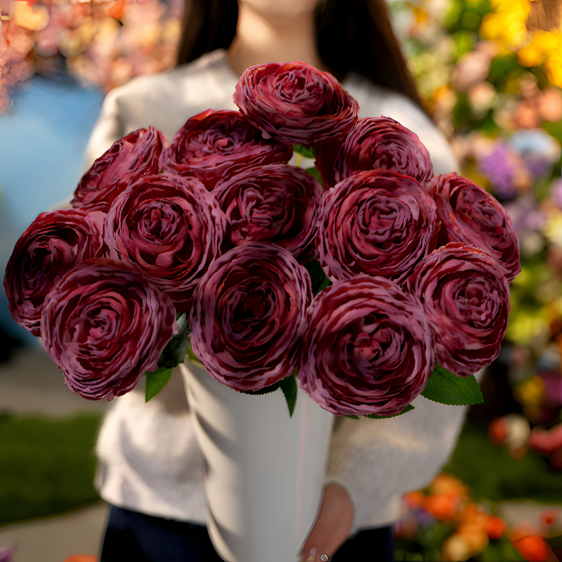 美式油画露莲仿真花烤边粉紫色千层露莲家居餐桌花样板间美陈布景