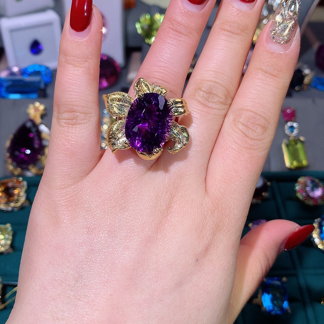 紫晶戒指银S925镶嵌戒指