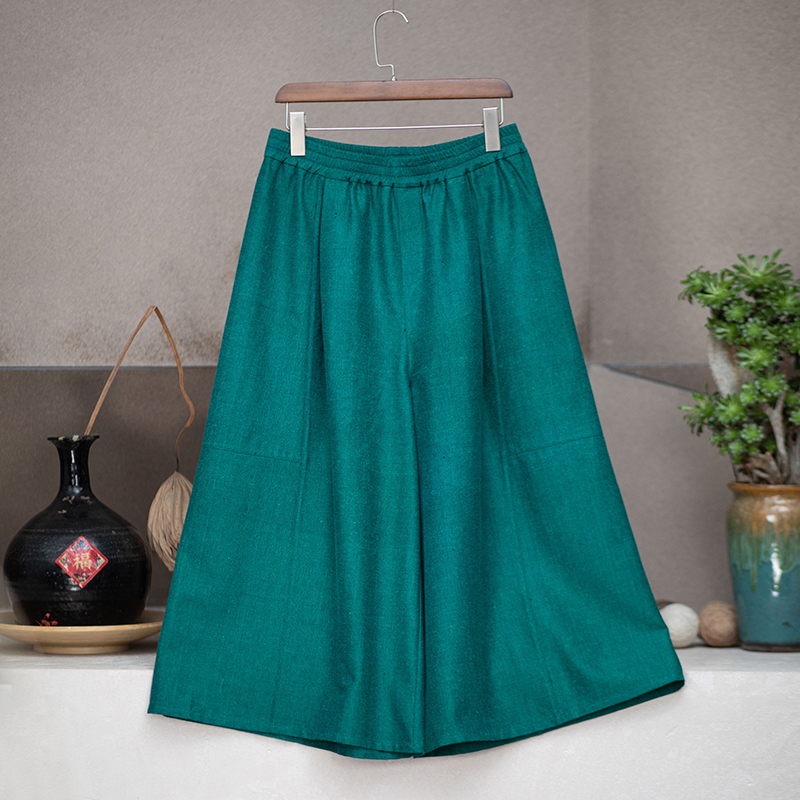 原创女装高腰复古宽松中式文艺中国风休闲裤