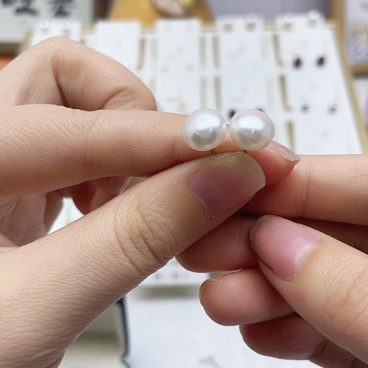 淡水珍珠耳饰银S925镶嵌狸***花