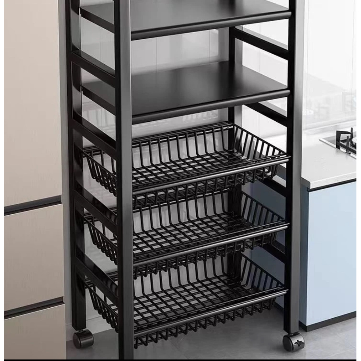 厨房微波炉置物架落地多层放菜收纳架家用多功能菜架子烤箱储物架