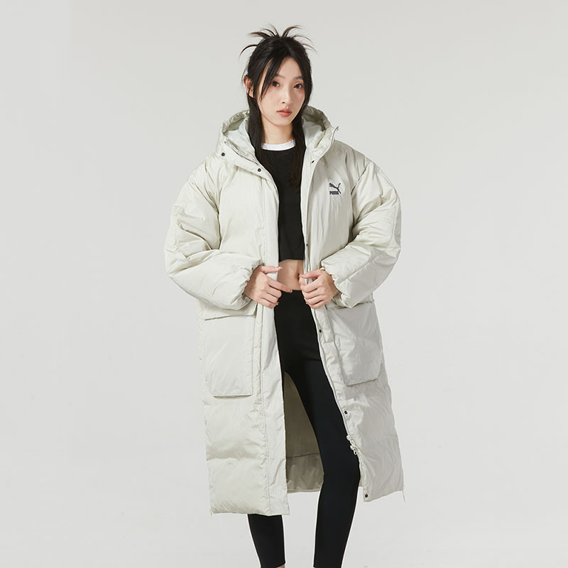 PUMA彪马羽绒服女冬季新款保暖连帽外套户外长款羽绒运动服621696