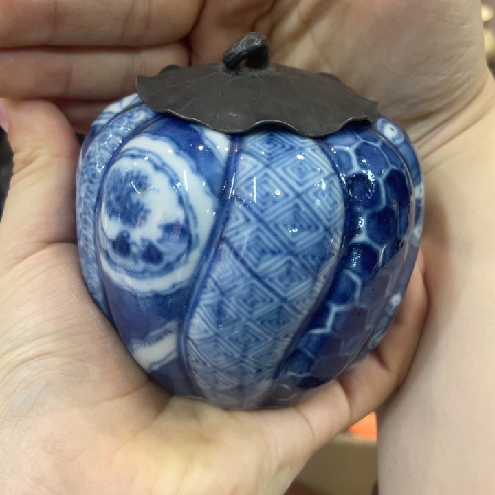 青花茶叶罐茶道具摆件