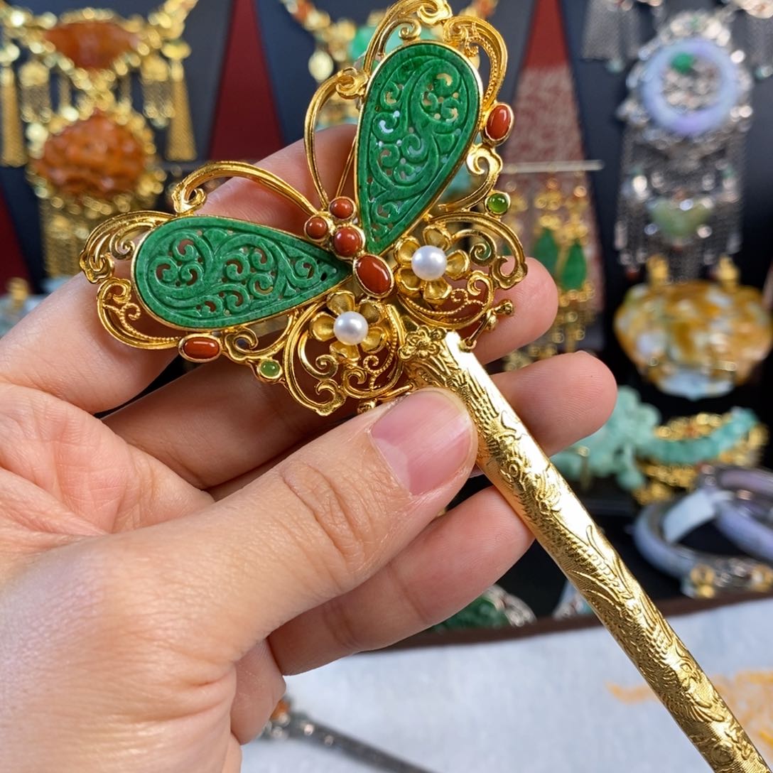 翡翠颈饰银S925镀金镶嵌༊**爷