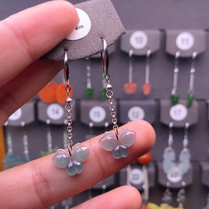 【闪购商品】翡翠耳饰银S925镶嵌满意