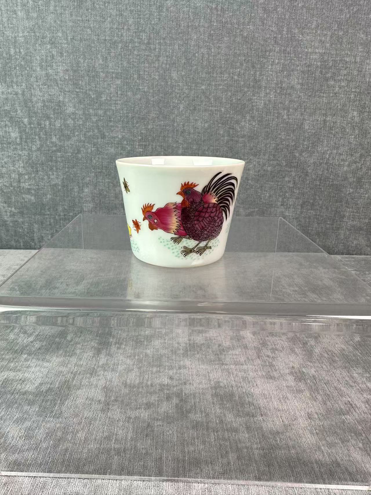 粉彩鸡乐图手工陶瓷珐琅彩手绘主人杯