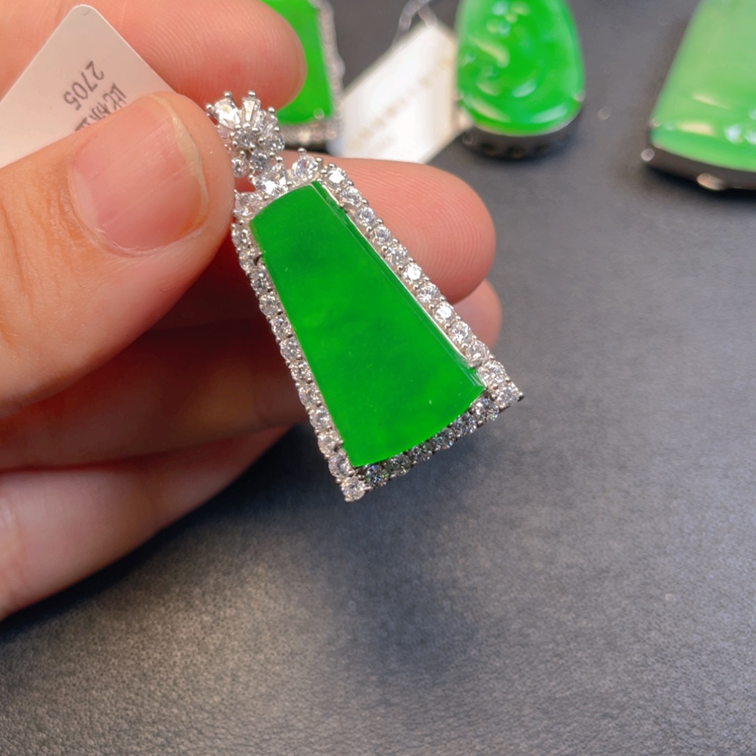 翡翠银S925镶嵌吊坠(不含链)