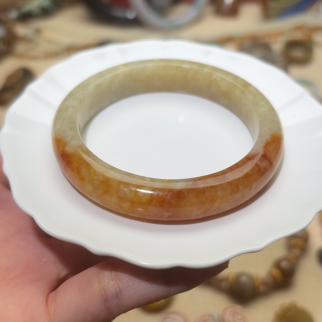 未镶嵌手镯翡翠南齐满黄飘桂花蜜翡翠手镯