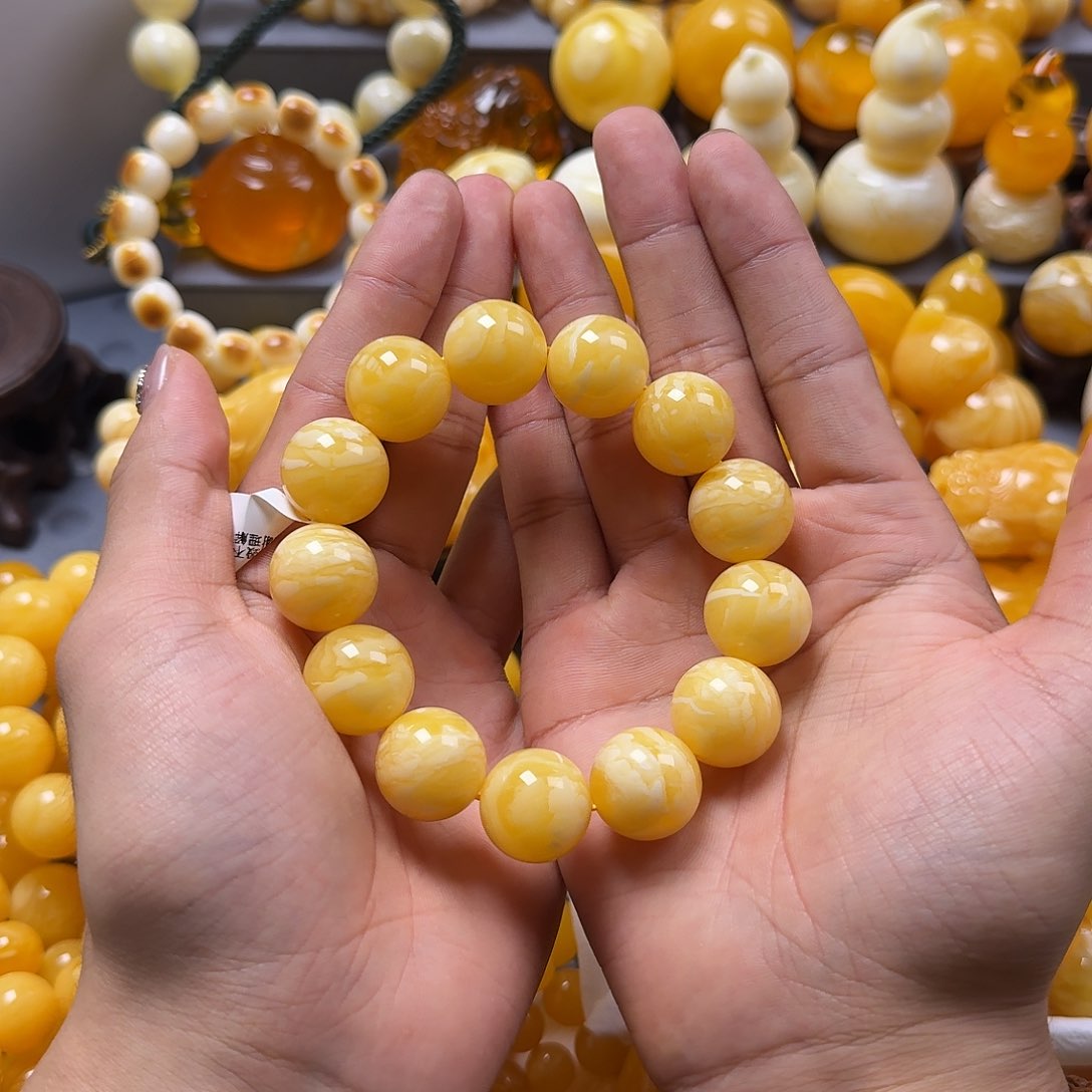 琥珀珠宝奇石未镶嵌同料虎皮18mm