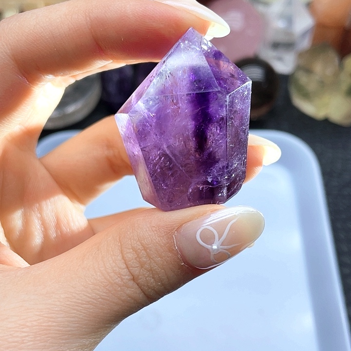 水晶珠宝半成品未镶嵌27紫水柱