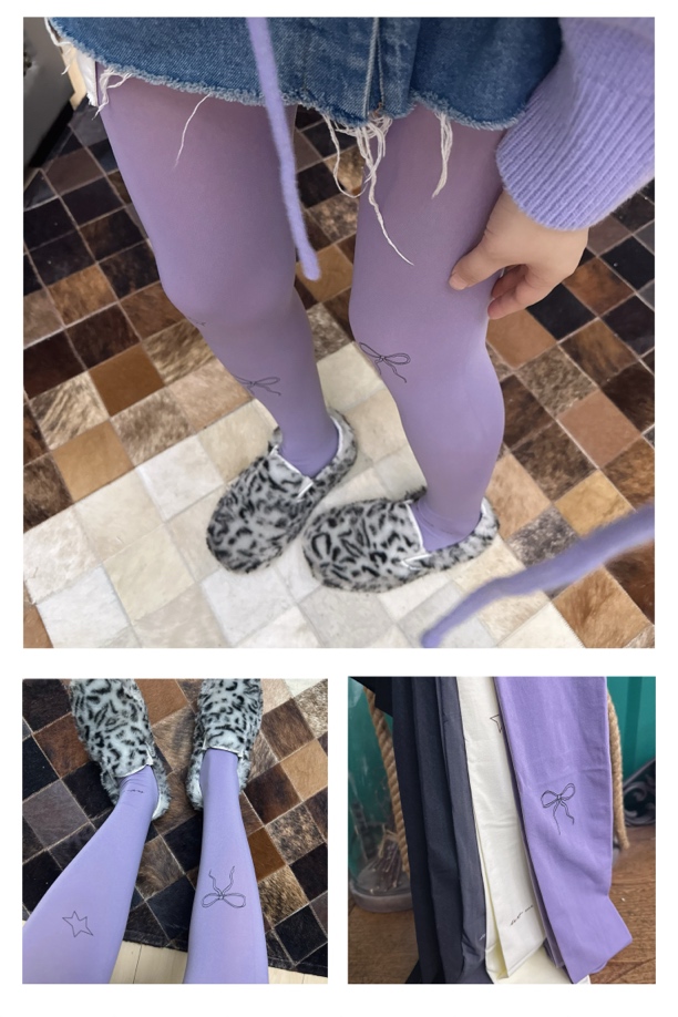 一字裆蝴蝶结星星图案打底连裤袜百搭高级轻奢品质ins设计师穿搭