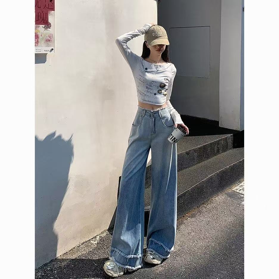 【清仓现货】高个子加长定制渐变色休闲牛仔裤时尚百搭显瘦