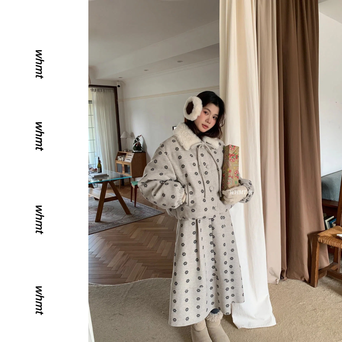 WHMT【花影柔仪】小花羽绒服两件套秋冬保暖高级大衣时尚网红爆款