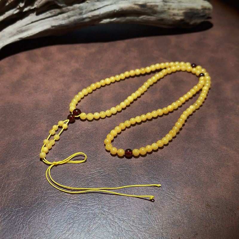 【黑胖珠宝】H0347 尺寸卡5mm蜜蜡108项链 多样性发其一