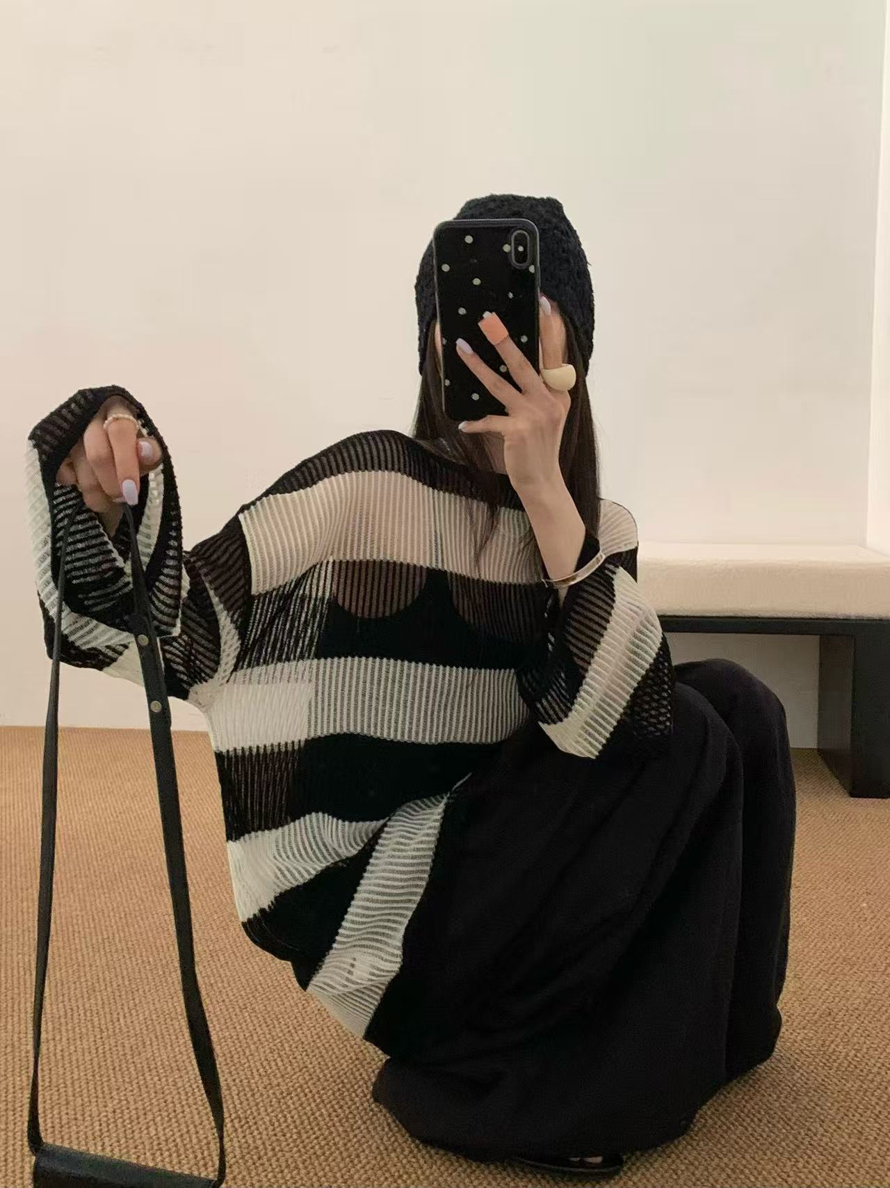 福秒-防晒罩衫、宽松透气轻薄长袖针织上衣（OT71517#）ONE TIME