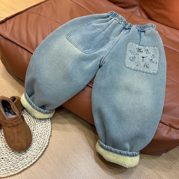 1624休闲牛仔裤加绒男女童