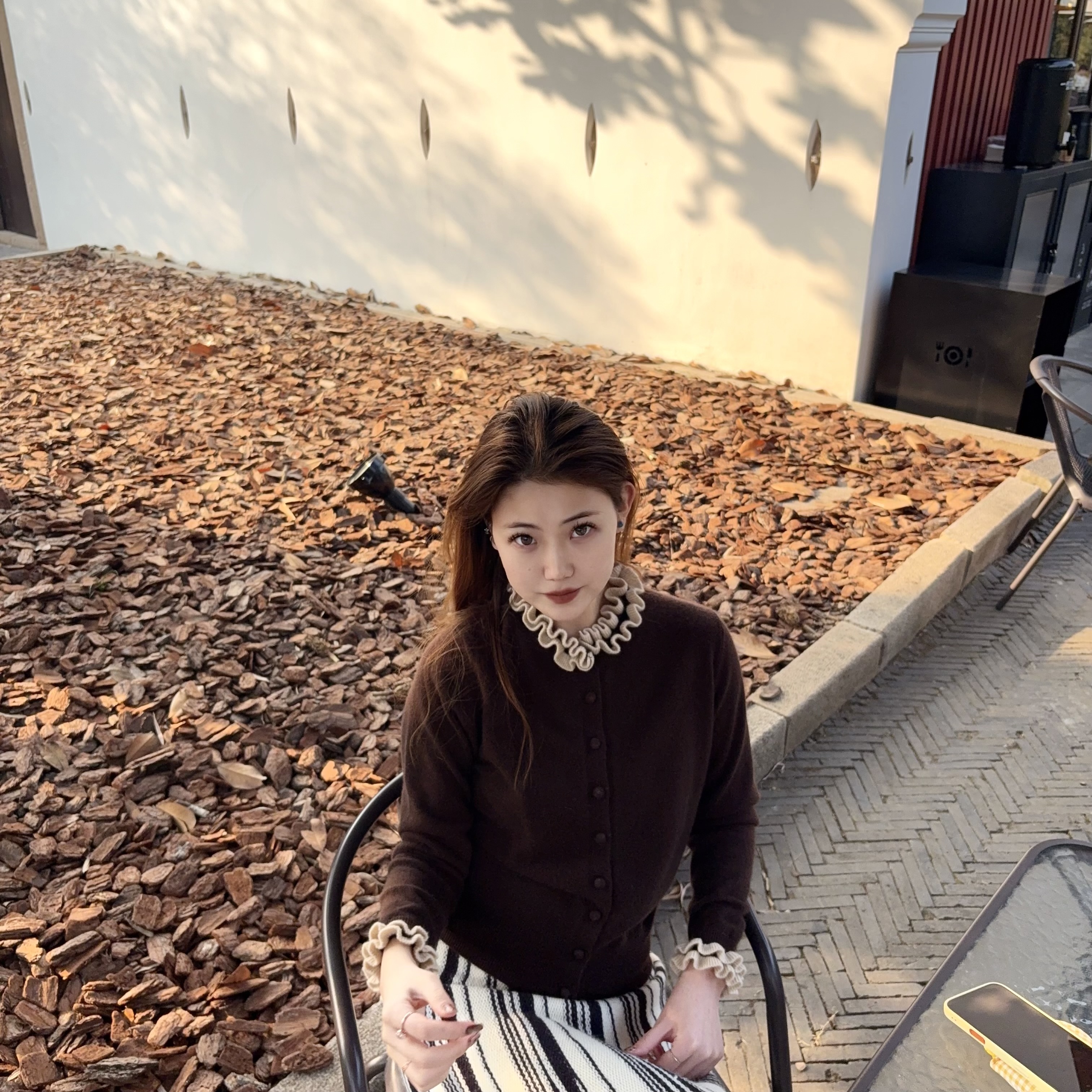 100%山羊绒木耳边拼色羊绒衫针织衫女百搭时尚25年冬季上衣