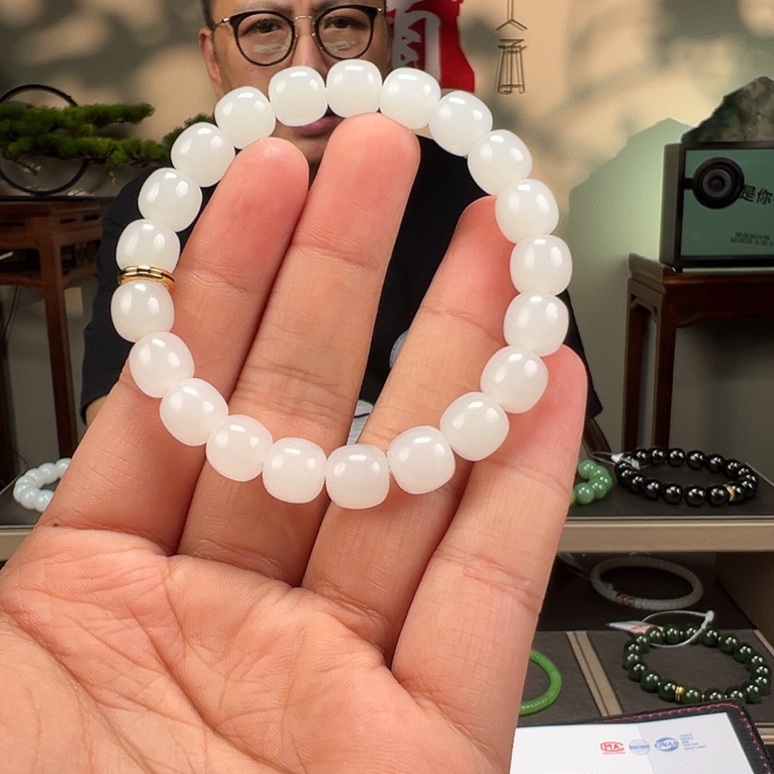 和田玉未镶嵌手链卡10mm于田藏物