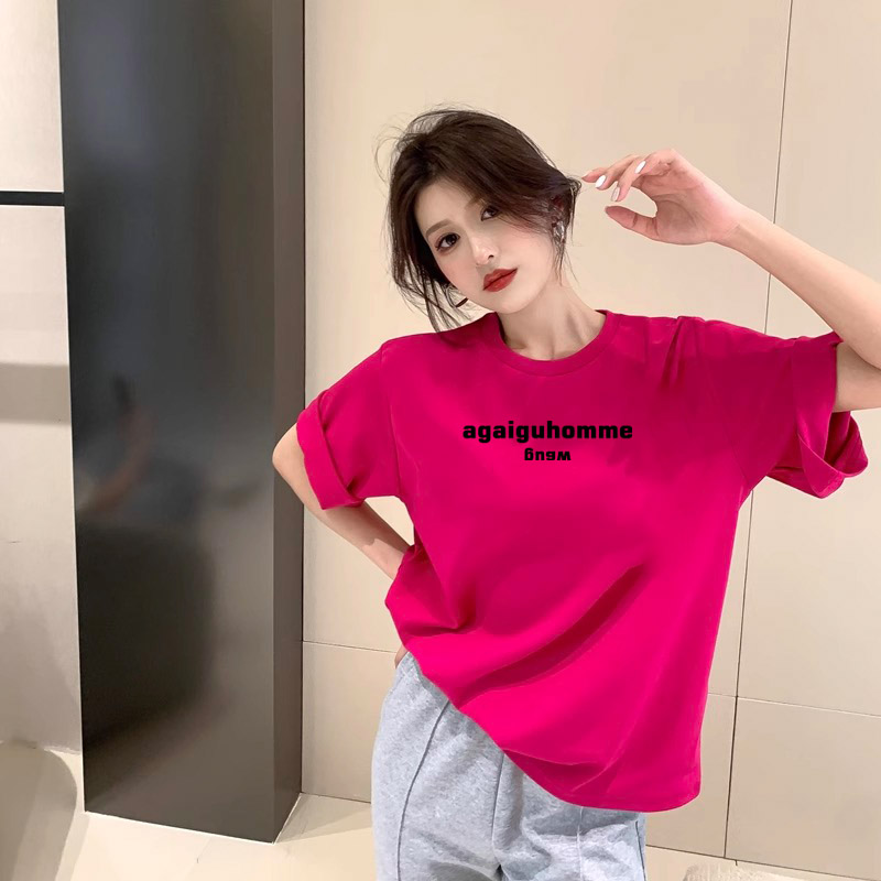 港风极简刺绣字母ins洋气女装上衣休闲潮牌短袖T恤百搭半袖情侣装